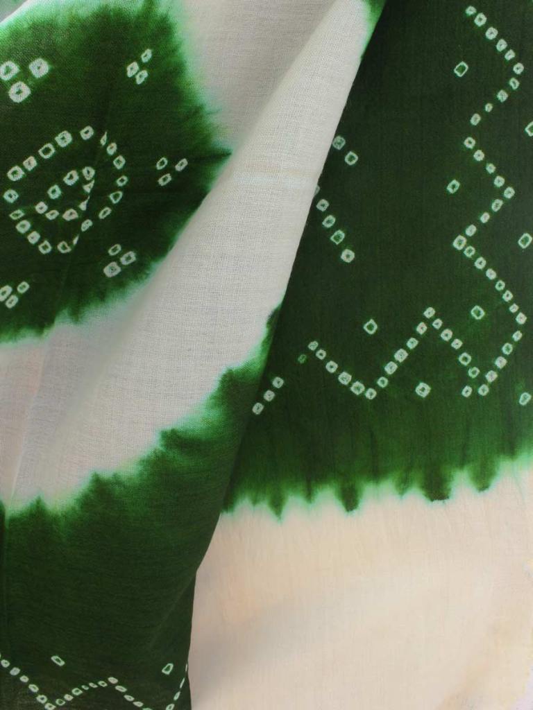 Green and Off-white Bandhani Woolen Shawl by Shilphaat.com