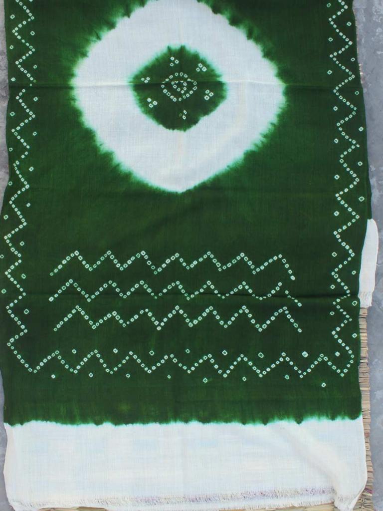Green and Off-white Bandhej-shibori pure Wool Shawl by Shilphaat.com 