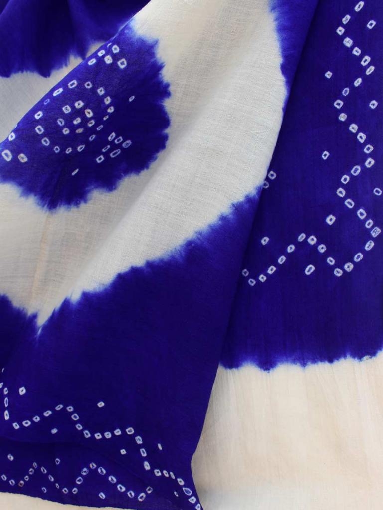 Ink-Blue Bandhani Pure wool Shawl by Shilphaat.com