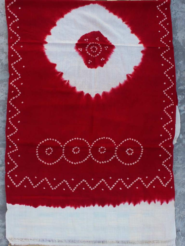 Red and Ivory Bandhej-shibori Woolen Shawl 