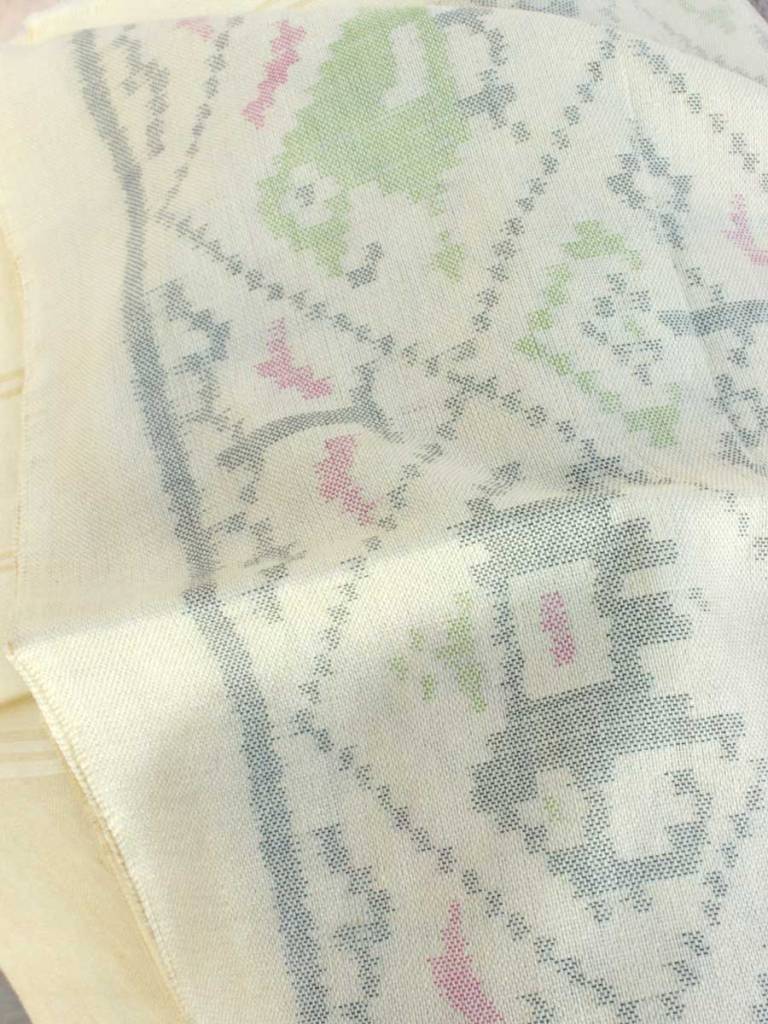 Cream-White Patan Patola woolen Shawl by Shilphaat.com