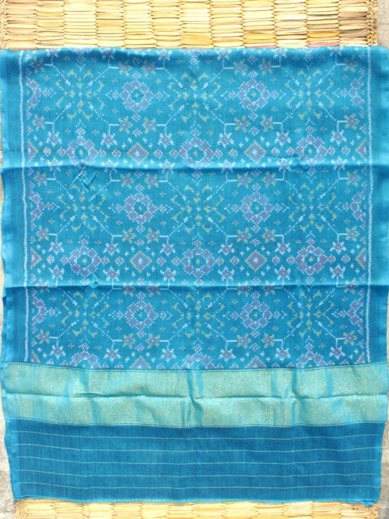 Cyan Blue Patan Patola woolen Shawl by Shilphaat.com